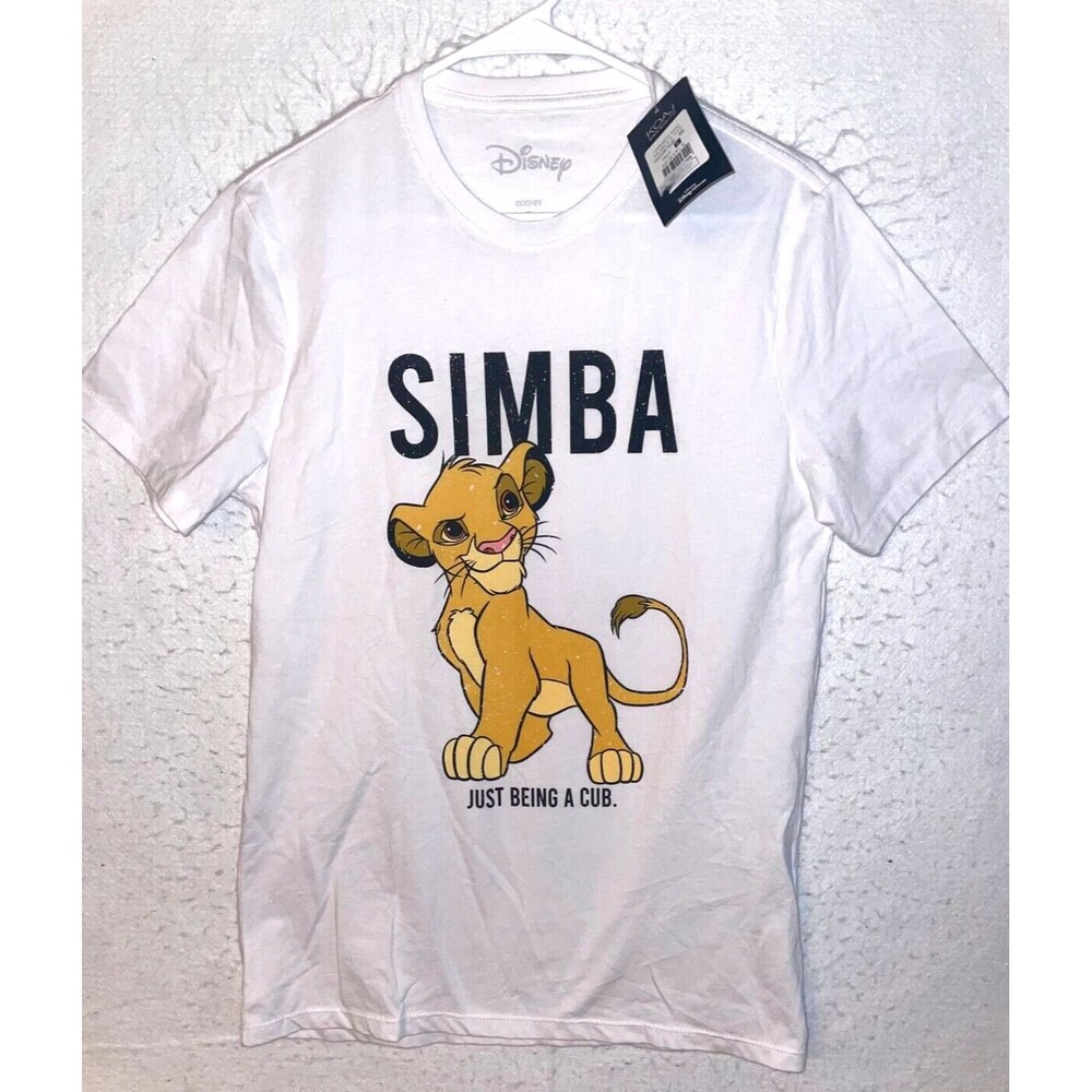 Lion King SIMBA Just Being a Cub White T-shirt Short Sleeve Men's S KOAJ